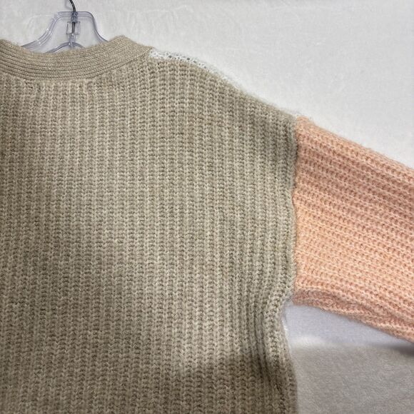 MNG MANGO Women's Knit Cropped Color Block Cardigan Sweater Alpaca Wool Blend - Picture 11 of 15